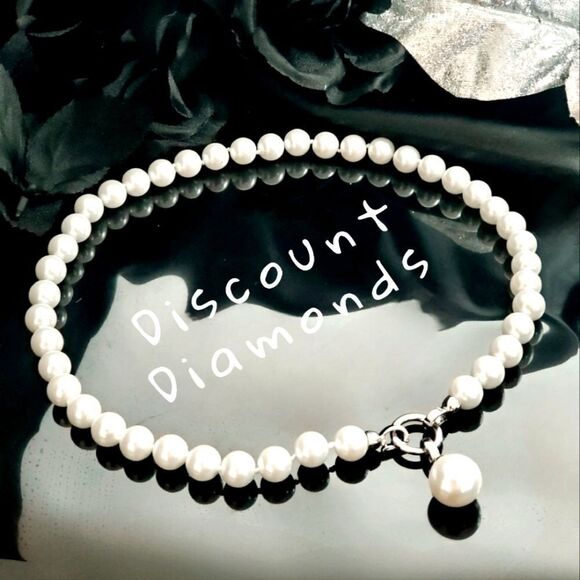 South Sea White 10mm Shell Necklace  Available in 18, 20, 22, and 24 In. Lenghts - Picture 1 of 11